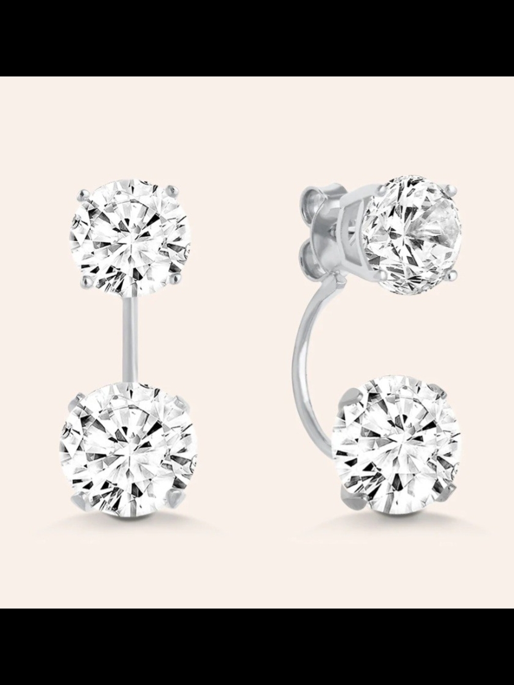 Daniela Swaebe Classic Double-Ended CZ Round Cut Earrings - Sterling Silver